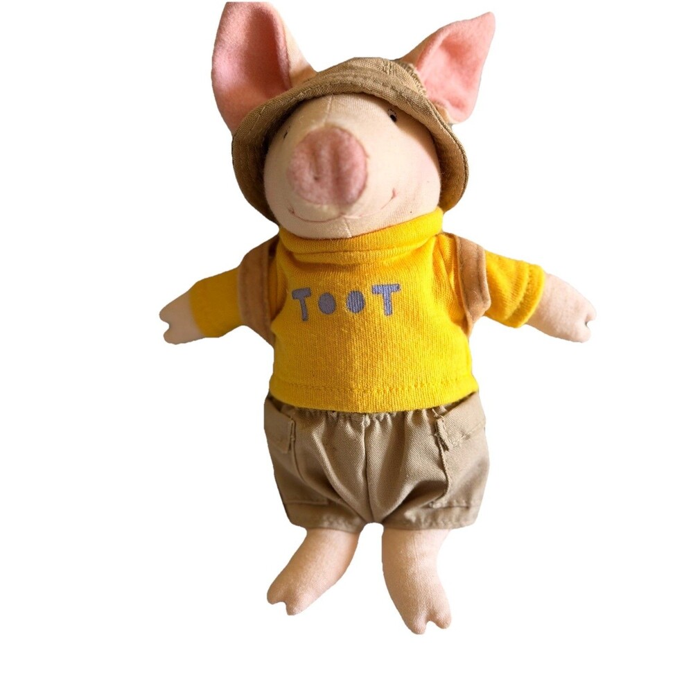Vintage Crocodile Creek Toot & Puddle Pig Plush Yellow Shirt Top Story Book 1997